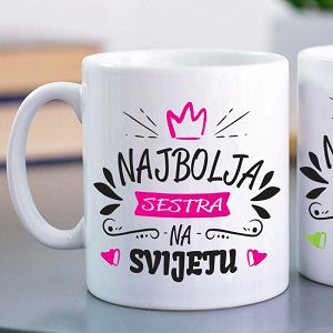 ŠALICA KERAMIČKA Nabolja sestra,bijela,u poklon kutiji 097243
