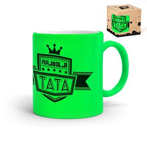 ŠALICA KERAMIČKA Najbolji tata,neon zelena,u poklon kutiji 097526
