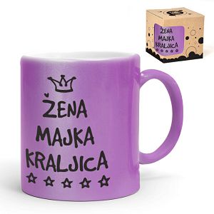 Šalica keramička Žena,majka,kraljica,glitter roza, u poklon kutiji 097304