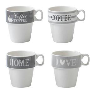 Šalice set 280ml New Bone 4/1,na metalnom stalku - Coffee,Home,Love 103203