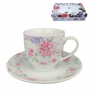 Šalice set s tanjurićima porculanske,dekorirane 180ml 6/1 102701 