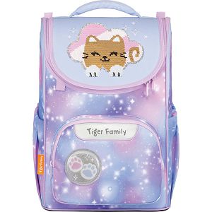 ŠKOLSKA TORBA TIGER FAMILY Nature Quest 2.0 Kitty in Clouds(Sequins)P4,anatomska 529261