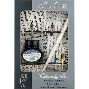 SLIKARSKI SET Cretacolor 7/1 za kaligrafiju držač/tinta, pera 43120 431201