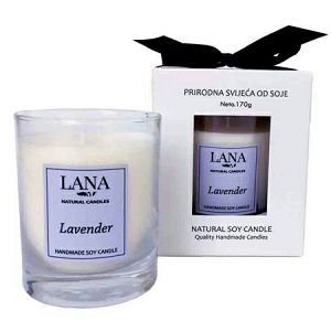 SVIJEĆA MIRISNA od soje, u čaši LAVENDER 170gr (gori cca 35 sati) LANA NATURAL - Hrvatski proizvod