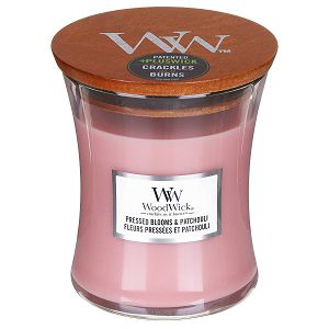 Svijeća mirisna WoodWick Classic Medium Pressed Blooms & Patchuli (gori 100 sati)