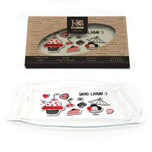 TACNA STAKLO Patisserie s tiskom 34x22cm Samo ljubav 101100