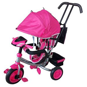 TRICIKL GURALICA Lux Trike Baby mix s krovićem, s LED lampicama, rozi 920279