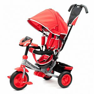 TRICIKL GURALICA Lux Trike Baby mix s krovićem, s LED lampicama, crveni 920286