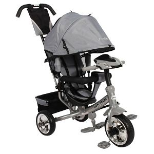 Tricikl guralica Lux Trike Baby mix s krovićem, s LED lampicama, sivi 912328