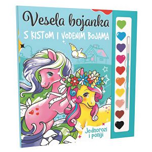 Vesela bojanka Jednorozi i poniji,s kistom i vodenim bojama 07476-4