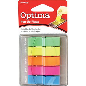 Zastavice za označavanje Optima POP-UP 22940,45x12mm, Neon 5boja x40lista 006692