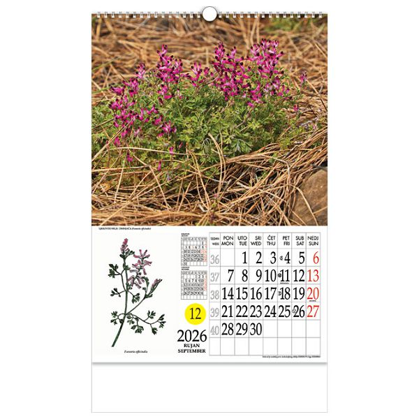 Kalendar "Ljekovito bilje" s rotacijskim krugom, spirala, Nikoprom