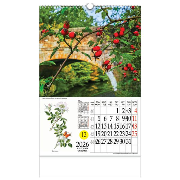 Kalendar "Ljekovito bilje" s rotacijskim krugom, spirala, Nikoprom