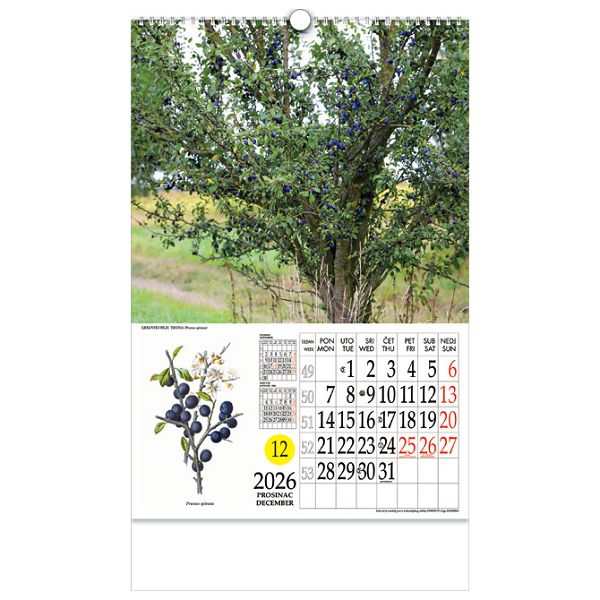 Kalendar "Ljekovito bilje" s rotacijskim krugom, spirala, Nikoprom