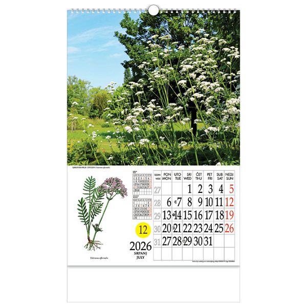 Kalendar "Ljekovito bilje" s rotacijskim krugom, spirala, Nikoprom
