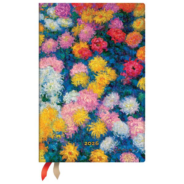 Planer tjedni 2026-9,5x14cm-mini horizontalni s gumicom Monet’s Chrysanthemums Paperblanks DE0732-7