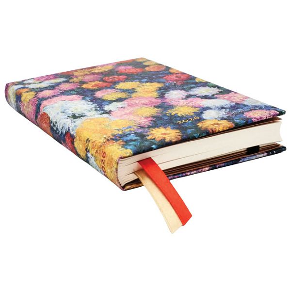 Planer tjedni 2026-9,5x14cm-mini horizontalni s gumicom Monet’s Chrysanthemums Paperblanks DE0732-7