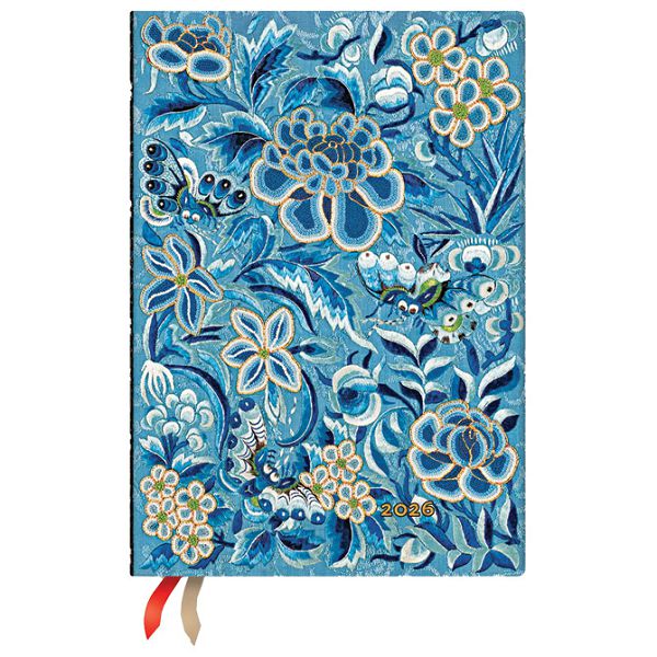 Planer tjedni 2026-12,5x17,5cm-midi horizontalni s gumicom Blue Willow Flexi Paperblanks FE0836