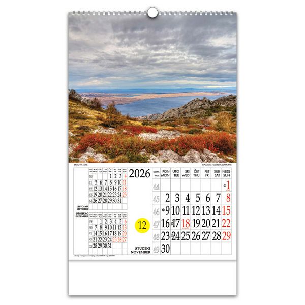 Kalendar "Idemo na more" s rotacijskim krugom, spirala, Nikoprom