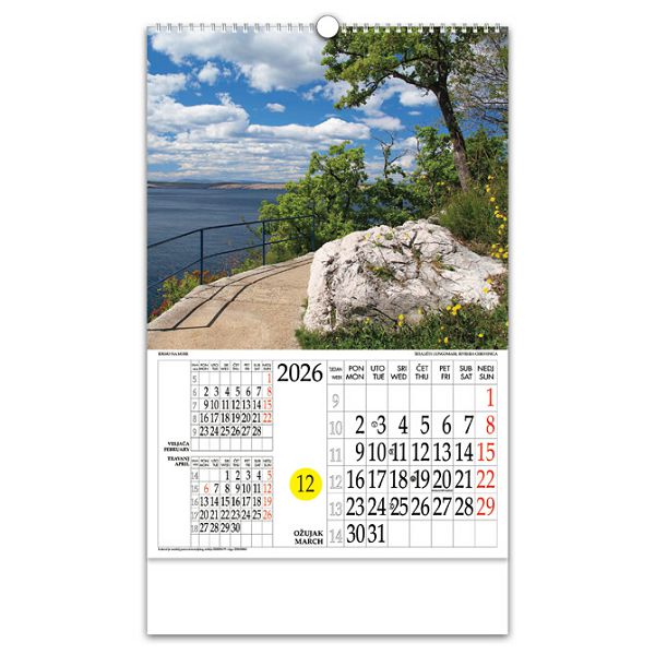 Kalendar "Idemo na more" s rotacijskim krugom, spirala, Nikoprom