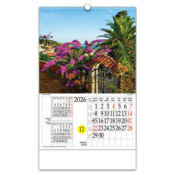 Kalendar "Idemo na more" s rotacijskim krugom, spirala, Nikoprom