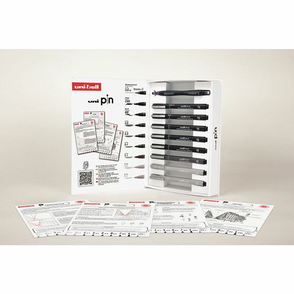 Marker Uni pin gift set Urban sketching s tutorijalom + tehnička olovka M5-228 0,5 mm u kutiji 8/1 302422228