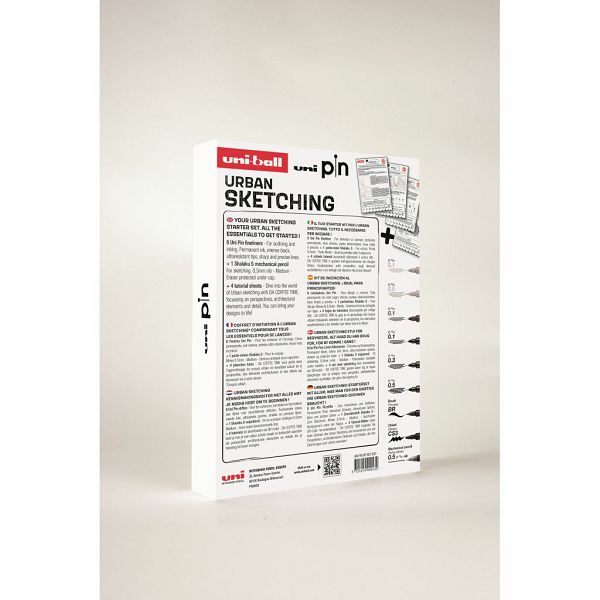 Marker Uni pin gift set Urban sketching s tutorijalom + tehnička olovka M5-228 0,5 mm u kutiji 8/1 302422228