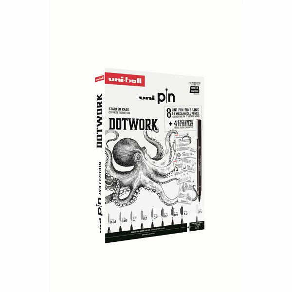 Marker Uni pin gift set Dotwork s tutorijalom + tehnička olovka M5-228 0,5 mm u kutiji 8/1 302422384
