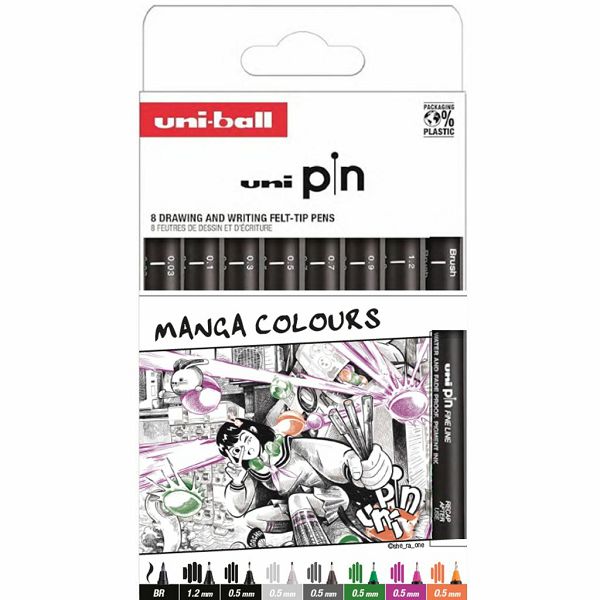 Marker Uni PIN-200 set 8P manga colours