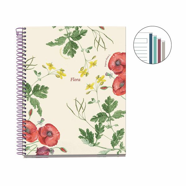 Bilježnica Miquelrius A5 Botanical Flora Papaver 100L 70g/m2 crte MR4424