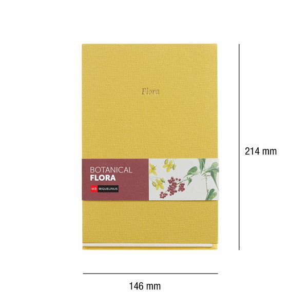 Bilježnica Miquelrius A5 Botanical Flora Mustard tkanina 80L 80g/m2 crte MR8318