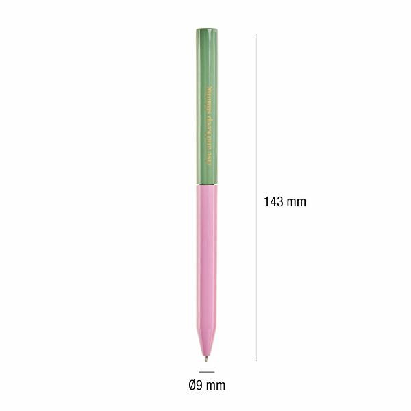 Set kemijskih olovaka Miquelrius Golden Jazmine metalna plavi ispis Rozo-zelena i plavo-narančasta 2/1 MR12050