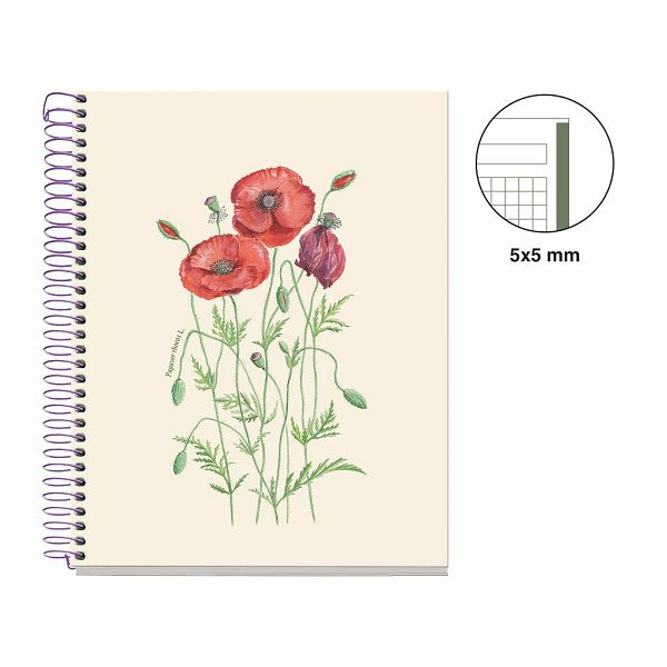 Kolegij blok Miquelrius A5 90g 80L spiralni kocke Entredos Papaver Rhoedas MR4505