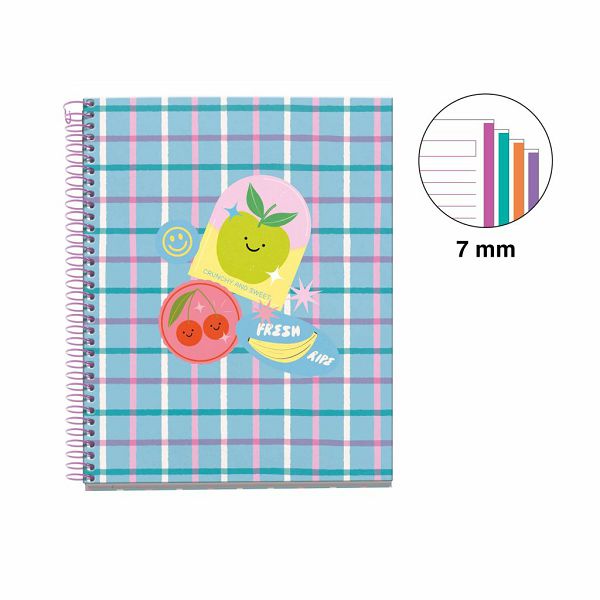 Kolegij blok Miquelrius A5 70g 100L spiralni crte Lifestyle Stickers Happy Fruits MR4291