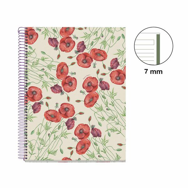 Kolegij blok Miquelrius A4 90g 80L spiralni crte Entredos Papaver Rhoedas MR4501