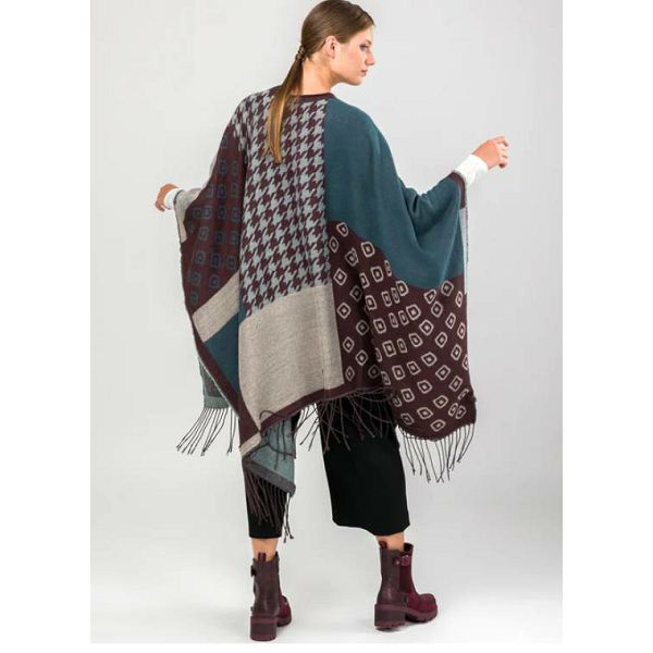 PONČO ANEKKE petrol plavo-bež 41284-031