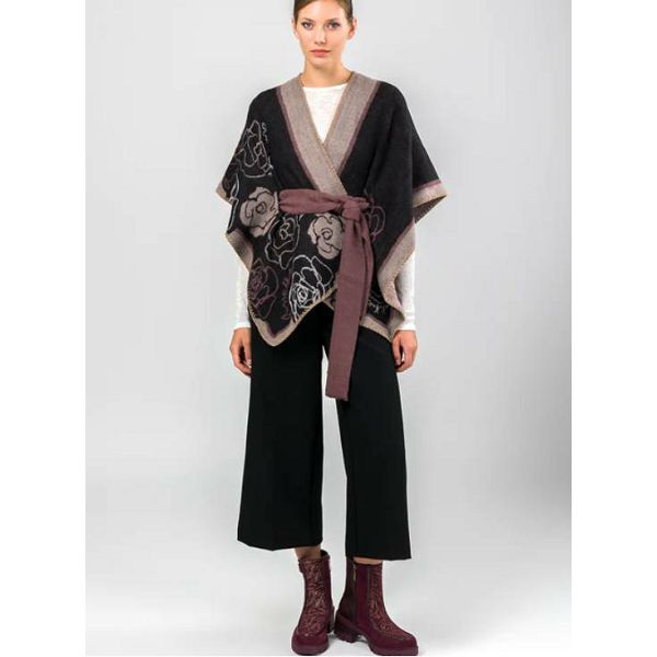 PONČO ANEKKE s remenom, crni 41284-022