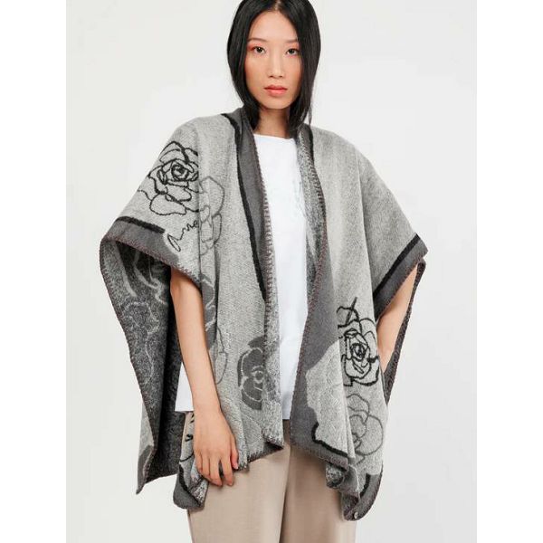 PONČO ANEKKE s remenom, crno-bež 41284-021