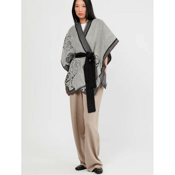 PONČO ANEKKE s remenom, crno-bež 41284-021