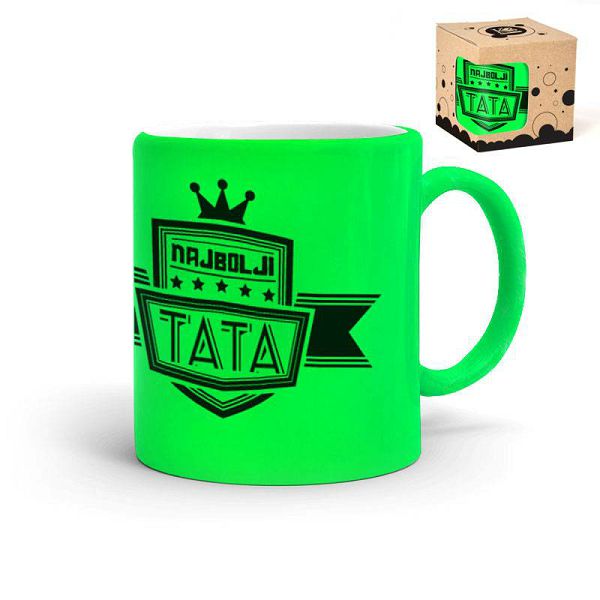ŠALICA KERAMIČKA Najbolji tata,neon zelena,u poklon kutiji 097526